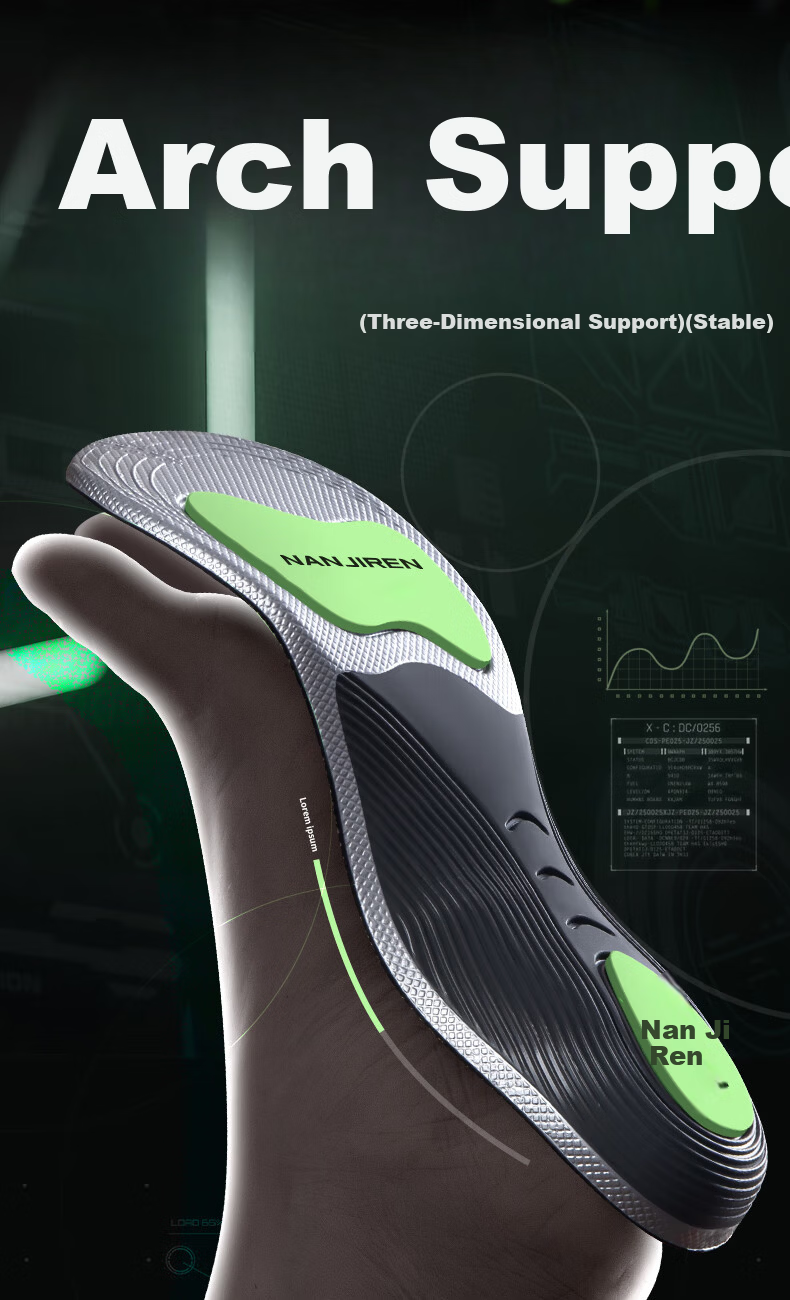 Nanjiren Arch Support Insoles for Men, Soft and Elastic, Shock Absorbing, Sweat-Absorbing, Breathable, Odor-Resistant, Comfortable for Long Standing, Size 41-42 3