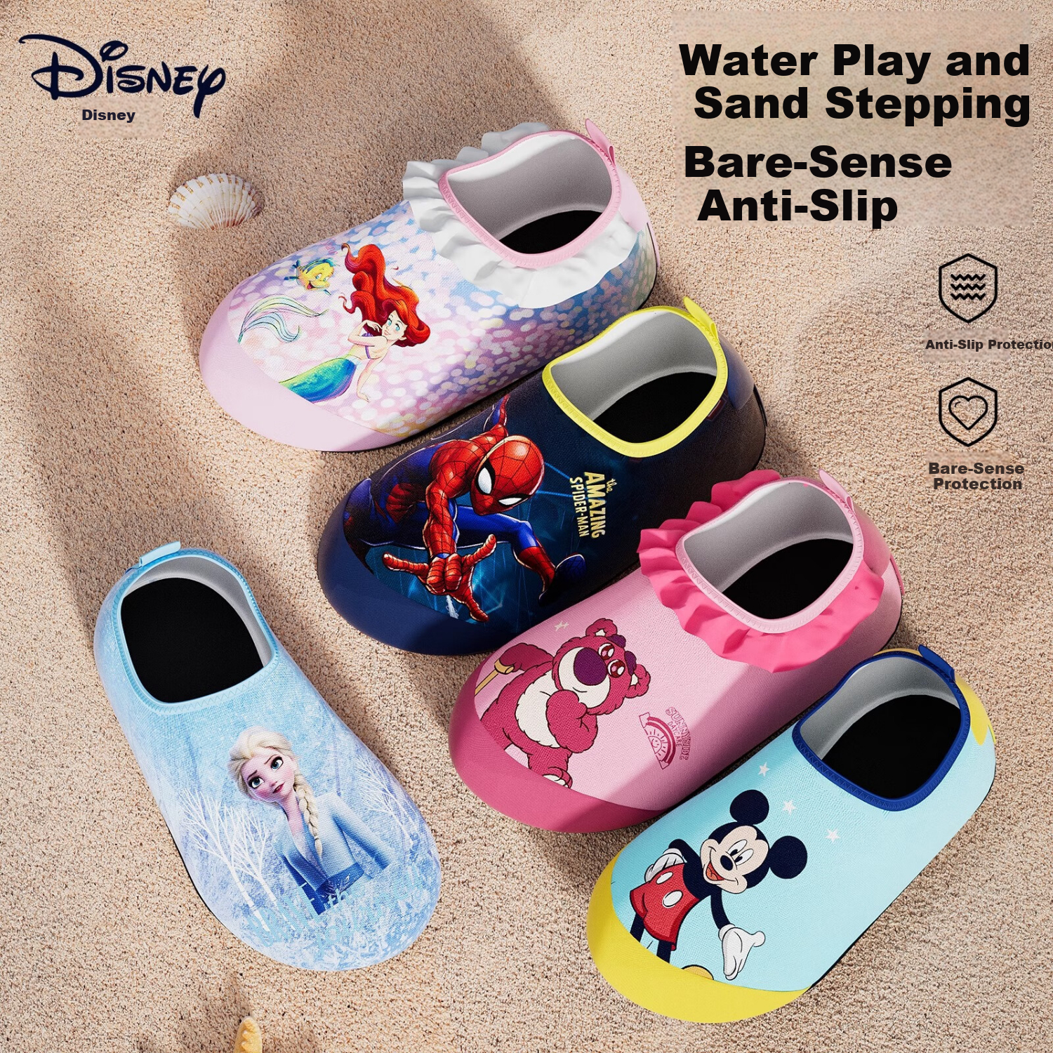 Disney Kids Beach Shoes Baby Non-Slip Snorkeling Socks Boys Girls Swimming Water Shoes D95905 Elsa Princess Blue L