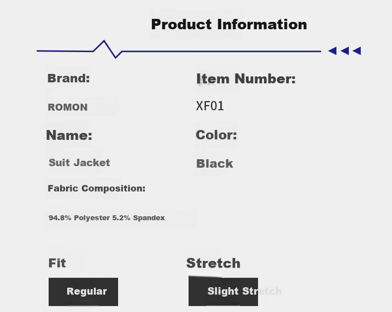 ROMON Men's Spring and Autumn Casual Loose Lapel Business Single Suit Blazer XF01 Black XL 3