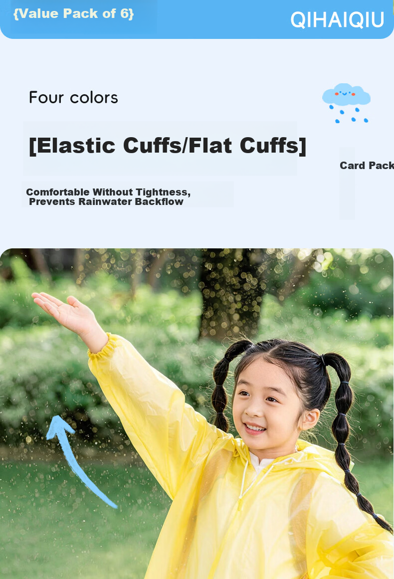 Qihaiqiu Disposable Children's Thickened Raincoat Independent Packaging Full Body Stormproof Student Outdoor Rain Poncho Colorful 10-Pack 5