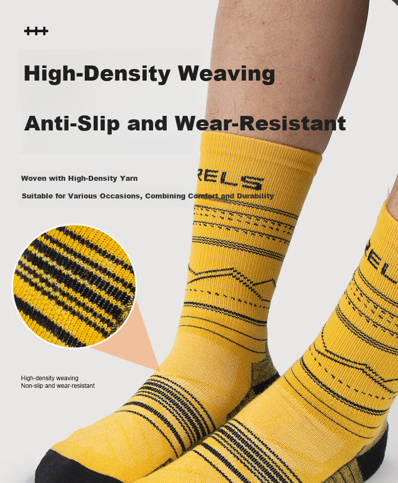 Riels Merino Wool Socks Unisex High Tube Marathon Hiking Running Thick Terry Anti-Odor Breathable Sports Socks 6