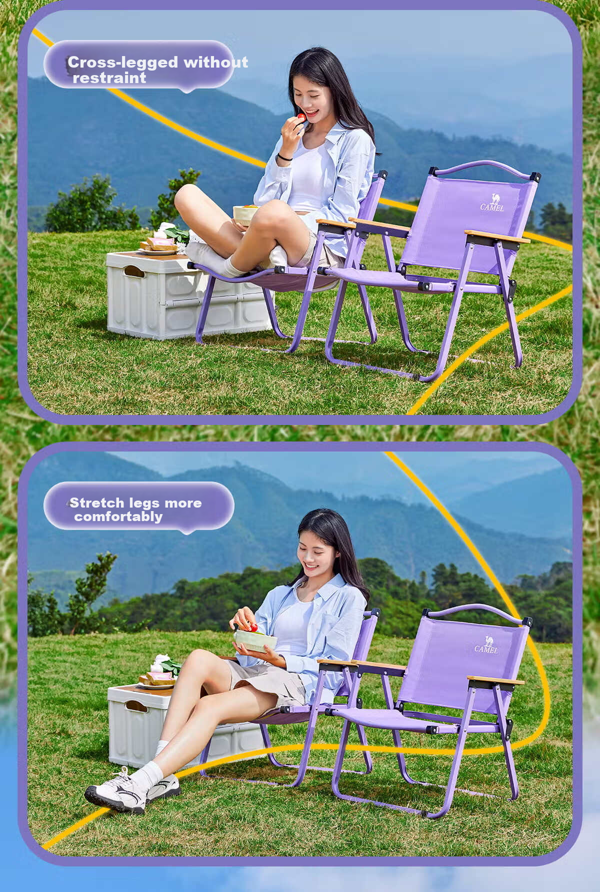 CAMEL Outdoor Egg Roll Table Camping Table and Chair Camping Equipment Picnic Folding Table 0114C Natural Wood Color 10