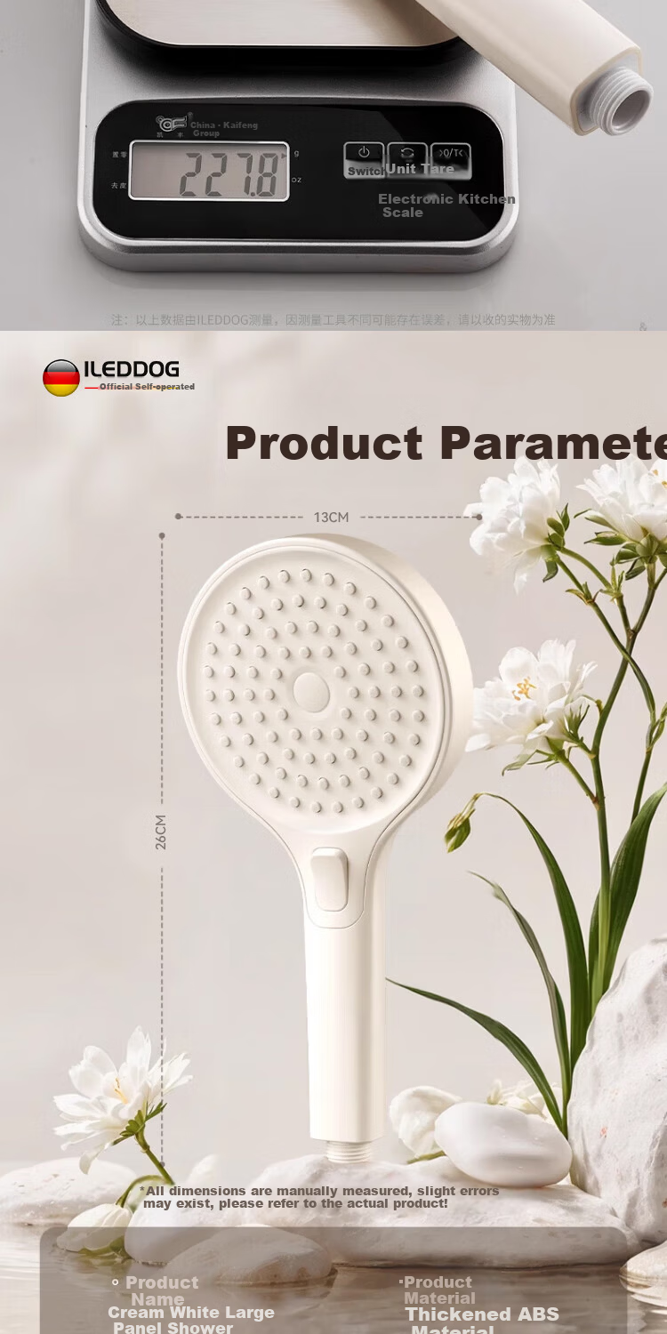 ILeddog [Germany] High-Pressure Shower Head Handheld Bathroom Rainfall Shower DS-248 15