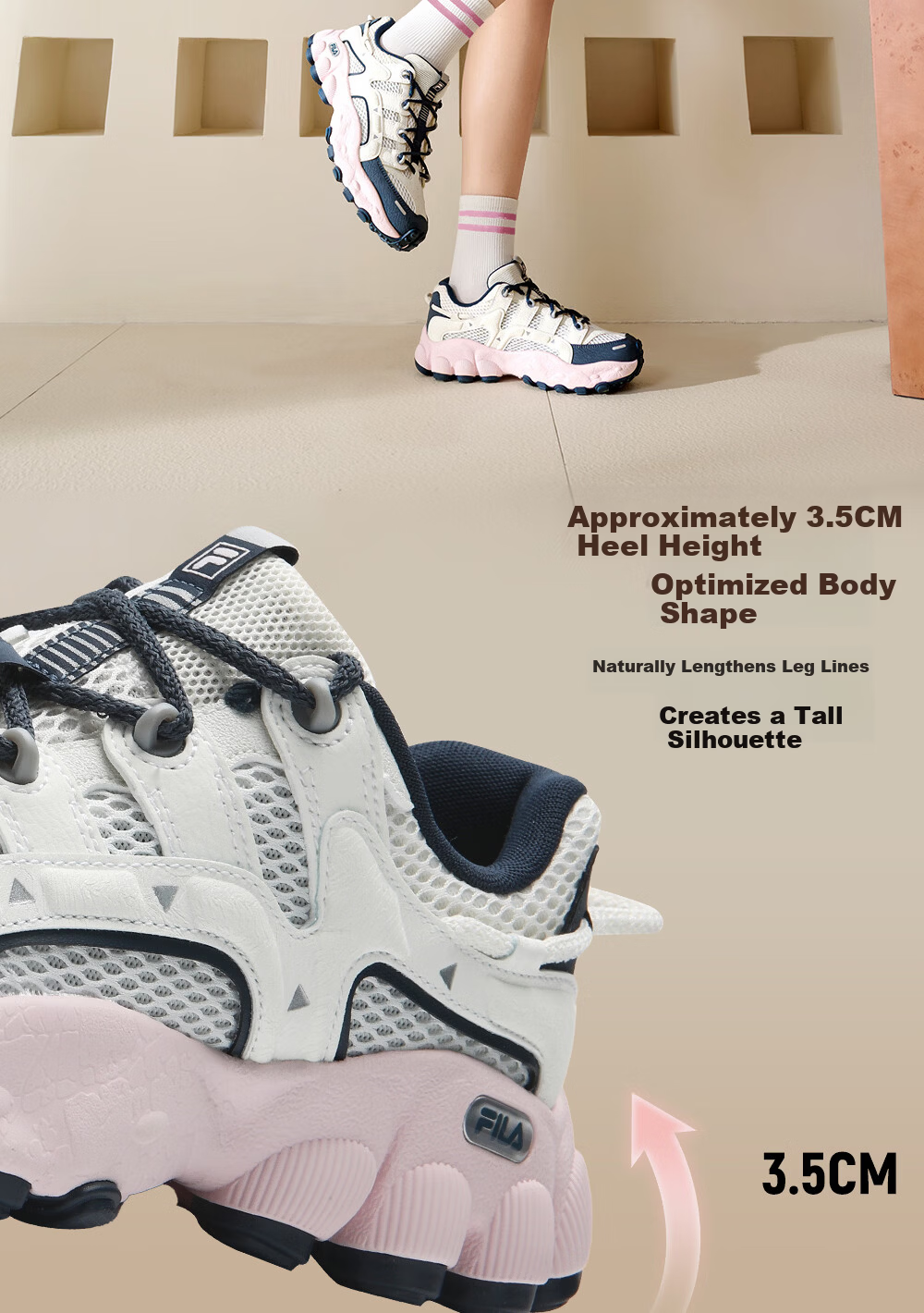 FILA Official Women's PILA Dad Sneakers 2026 Summer New Retro Casual Sports Shoes 6