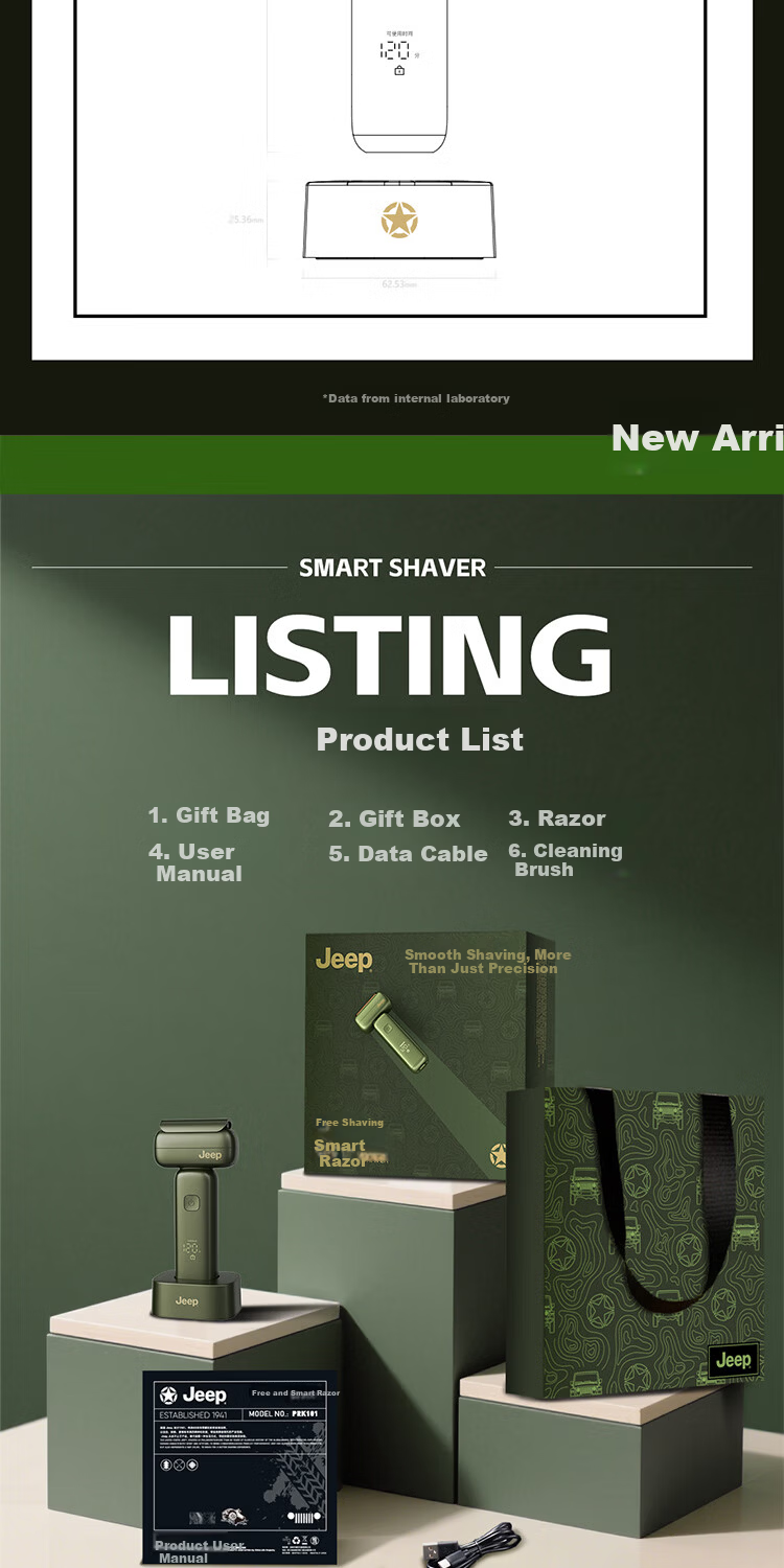 JEEP Electric Shaver Titanium-Coated Reciprocating Smooth Gear Golden Scepter Small Hammer Razor Fast Charging Waterproof Gift for Dad Boyfriend Husband P3 Green 9