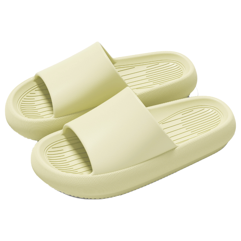 Bigg Plus Step-on-Soft-Feel Men's Summer Large Size Indoor Home Non-Slip Couple Thick Sole Slippers Light Green 46-47