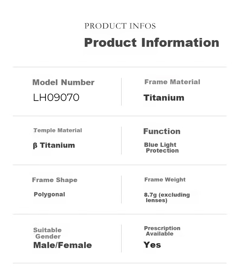 LOHO Ultra-Light 6g Beta Titanium Pure Titanium Eyeglass Frames for Women, Anti-Blue Light Radiation, Prescription Available, Zeiss Lenses, Anti-Fatigue for Me 19