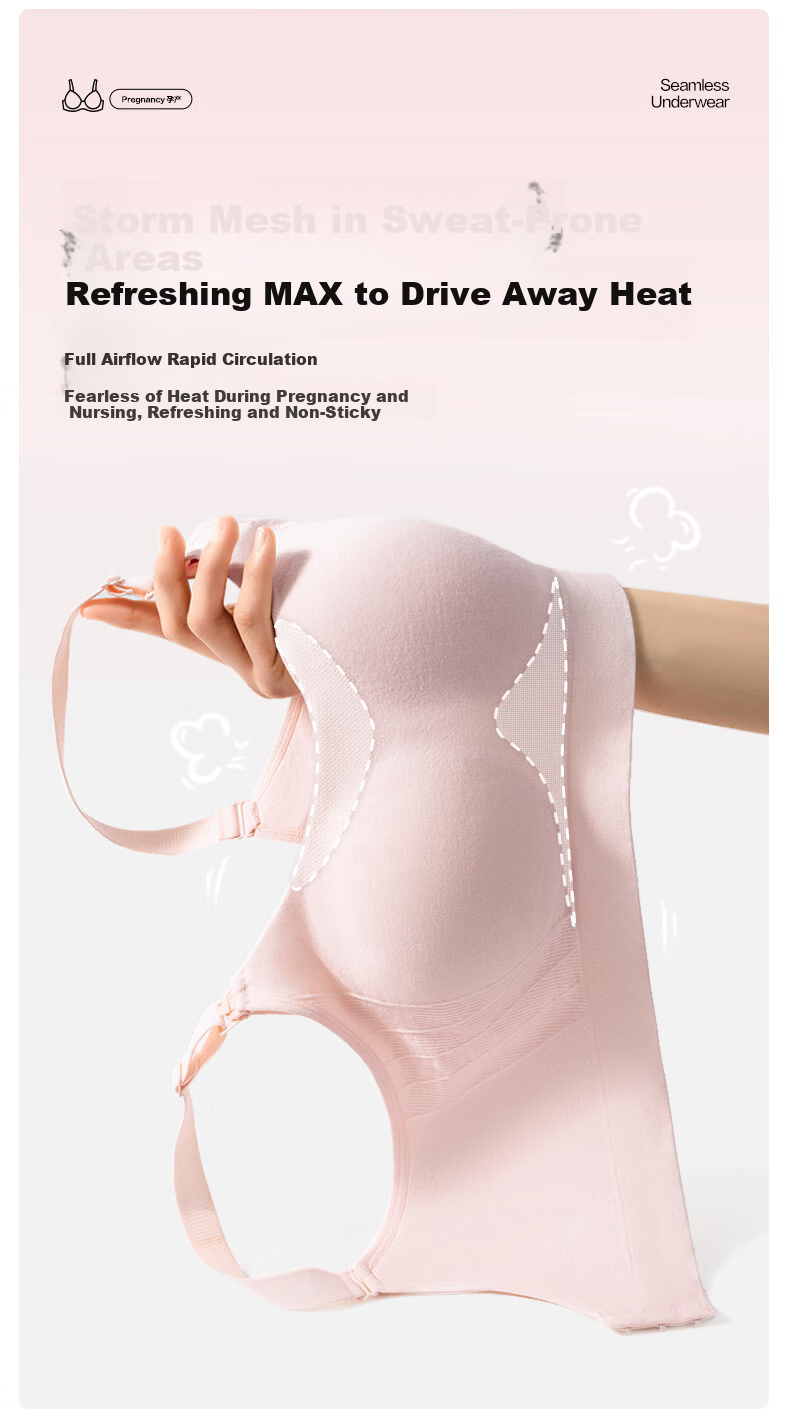 PurCotton Maternity Nursing Bra Seamless Soft Support Lace Bra L/C80 Mist Gray 11