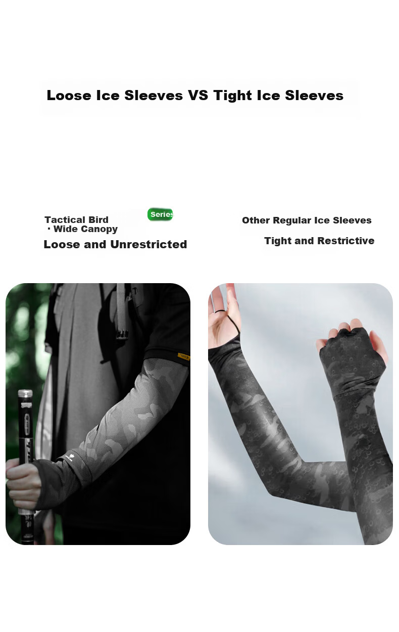 Tactical Bird Wide Canopy | Loose Fit Sun Protection Ice Sleeves for Men, Plus Size, Enlarged Ice Silk UV Protection Arm Sleeves for Cycling 5