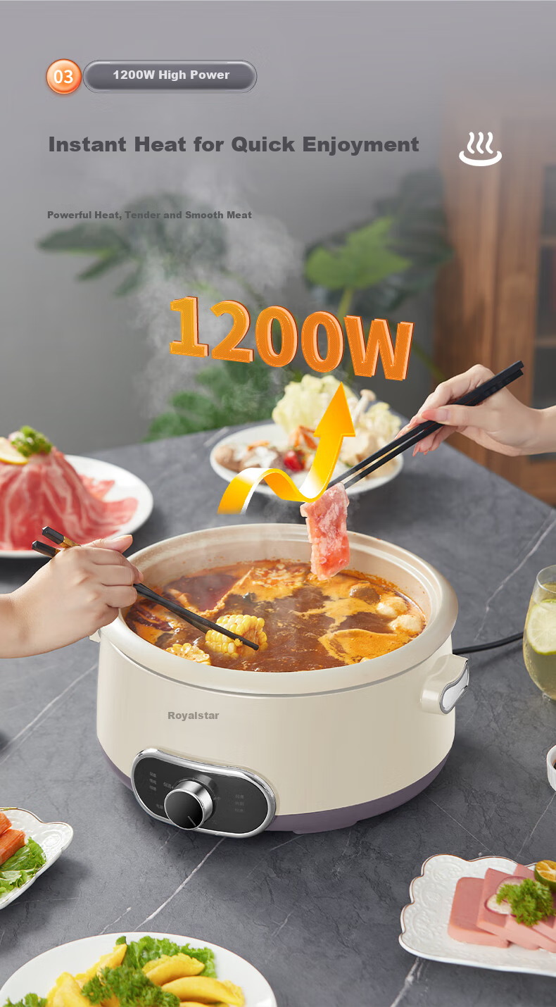 Royalstar Electric Hot Pot 7L Large Capacity Multi-Functional Titanium Coated Non-Stick Electric Cooker RHG718X 4
