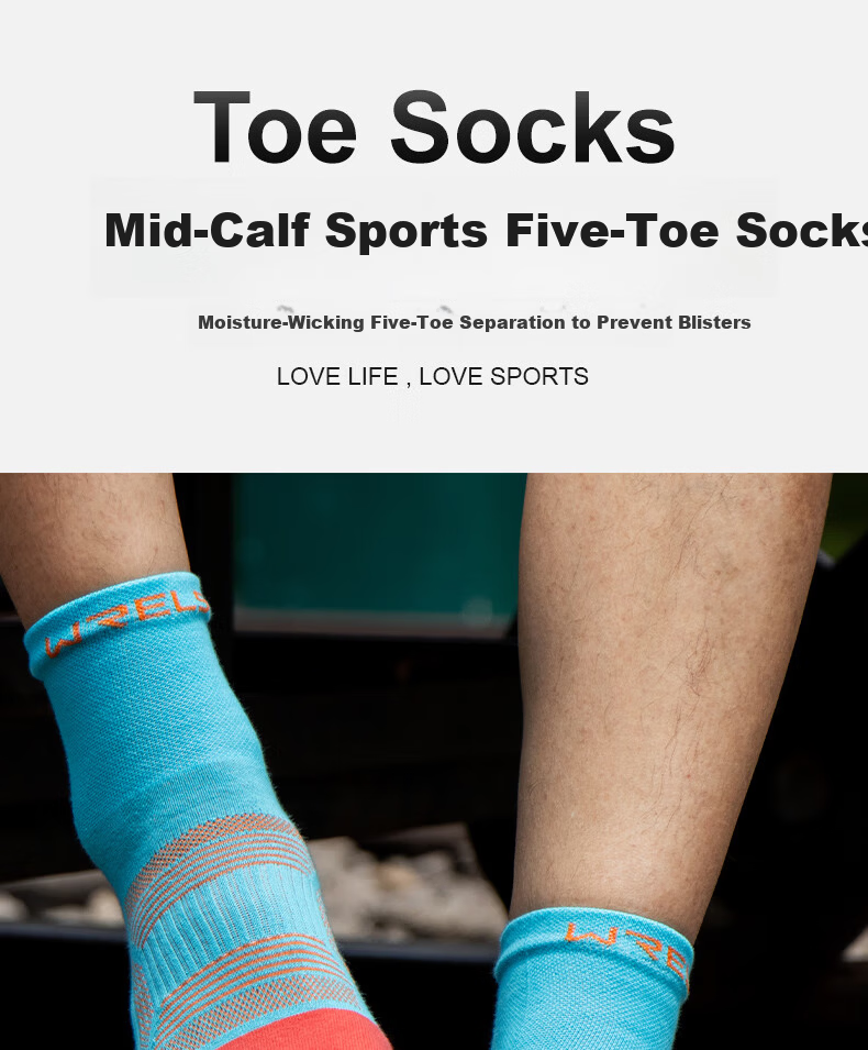 Riels Sports Five-Toe Socks Trail Running Professional Socks Unisex Hiking Breathable Sweat-Absorbing Mid-Calf Cotton Socks 2