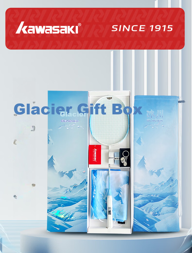 KAWASAKI Glacier Carbon Fiber Ultra-Light 5U Offensive Badminton Racket Single Gift Box Blue 1