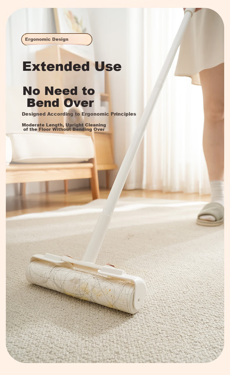 Xiangjiamei Lint Roller, 16cm, 5 Rolls, Long Handle, for Removing Lint from Clothes, Can Tear Off Rolls of Paper, Hair Cleaning, Replacement Pack 5