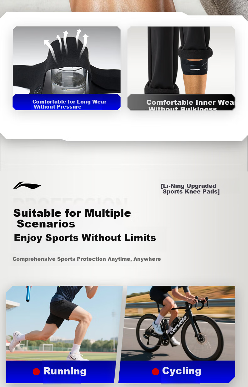 Li-Ning Knee Pads Summer Lightweight Protective Meniscus Injury Prevention Unisex Arthritis Support for Mountaineering Basketball Badminton Running 17