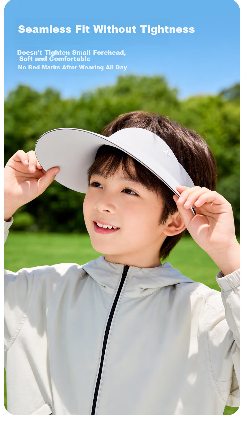 GOLOVEJOY Kids Sun Protection Hat Unisex Summer Outdoor UV Protection Open-Top Sun Hat Black 5