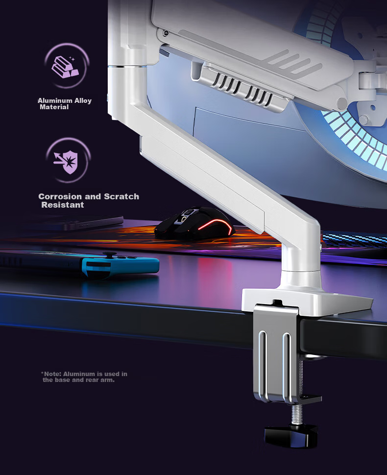 YouShi Monitor Stand War God 01BW Mechanical Arm Monitor Mount Computer Stand Monitor Arm for 17-32 Inch Displays 10KG Load Capacity CX01-01BW White 7