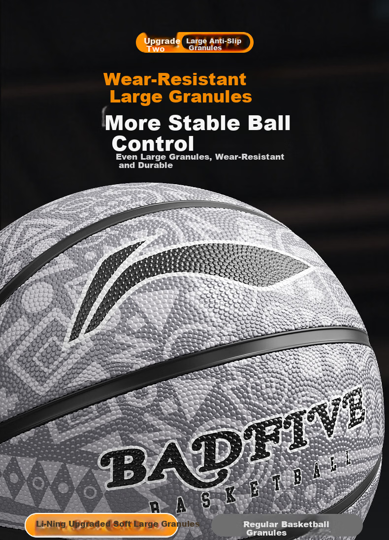 Li-Ning Basketball Adult Size 7 Junior Youth Official Indoor Outdoor Standard Non-Slip Wear-Resistant No.7 Basketball 6