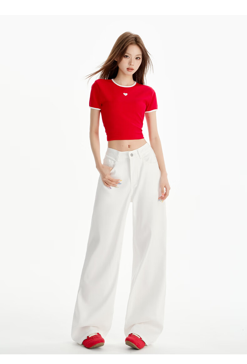 Jeanswest Women's Summer Thin Tencel Wide-Leg High-Waist Draped Ice Silk Straight-Leg Floor-Length Pink-Purple Tencel Pants L 13