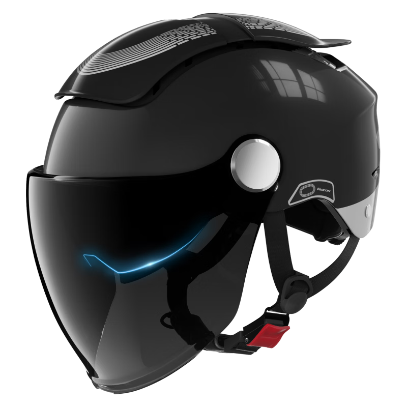 Feige Spreck Double Sunroof Electric Vehicle Helmet 3C Certified Summer Unisex Electric Bike Half Helmet Motorcycle Safety Helmet 966 Piano Black Double Lens [Photochromic Smart Color-Changing Long Le