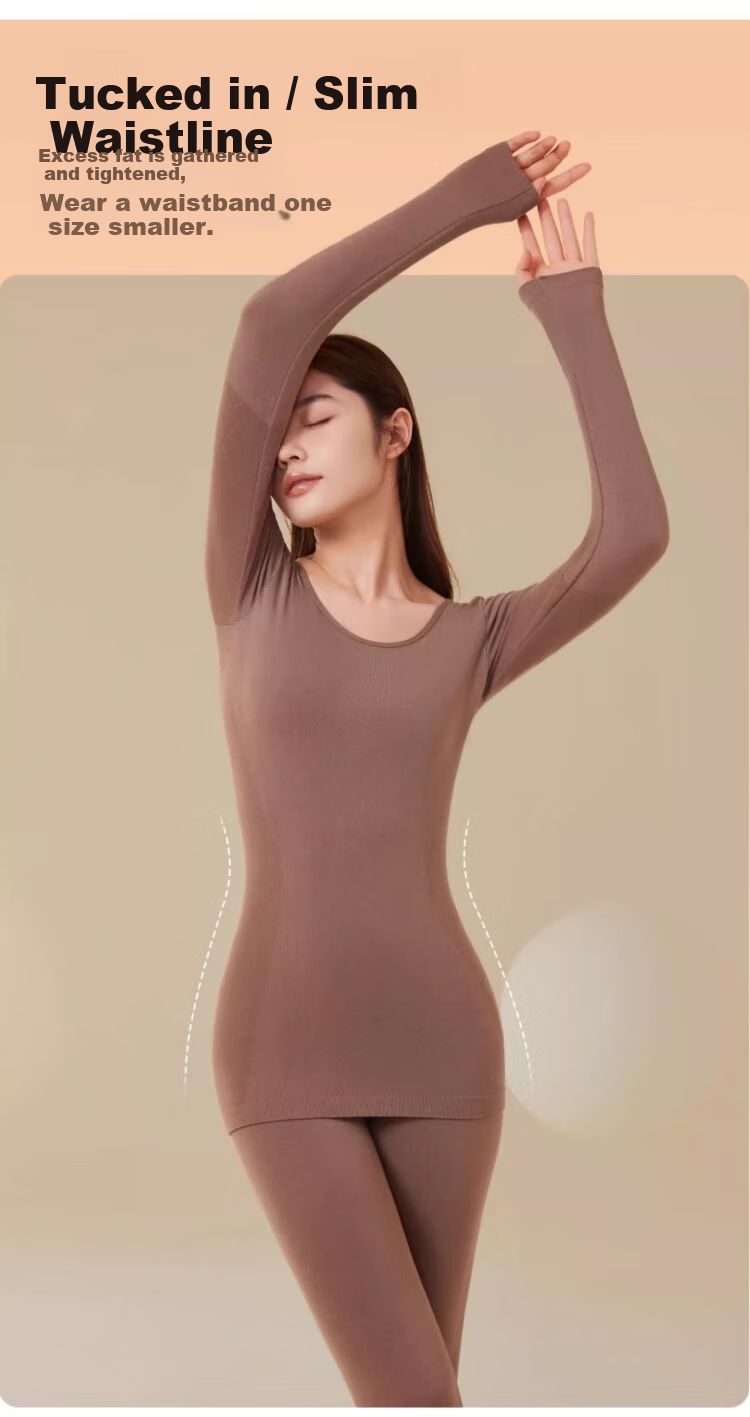 Caiyue Women's Thermal Shapewear Set High-Waist Hip-Lifting Slimming Body Shaping Base Layer Autumn Top and Bottom 6