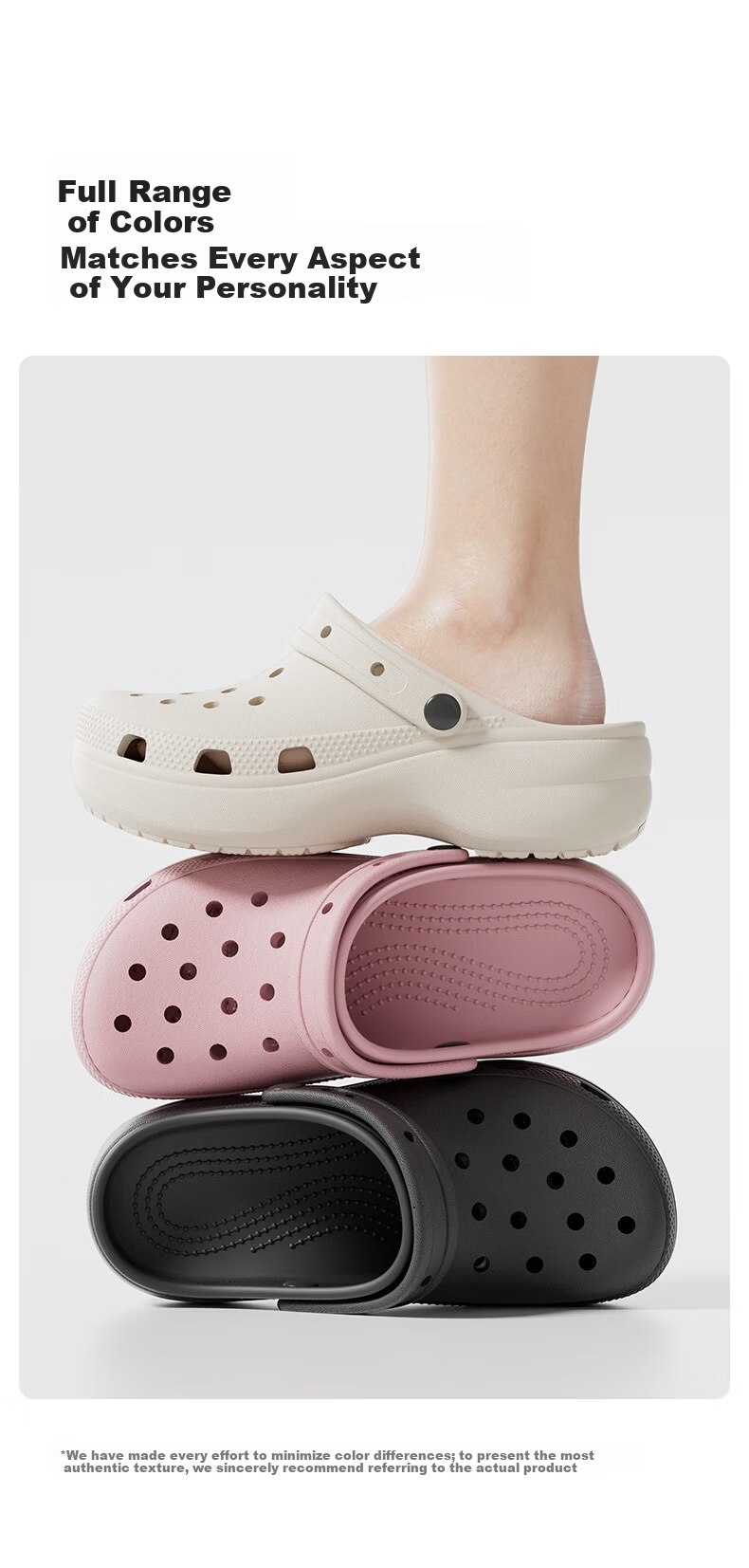 Genmai Height Increasing Thick Sole Clog Shoes for Women Summer Outdoor Non-slip Beach Sandals Comfortable Slippers White Size 39-40 8