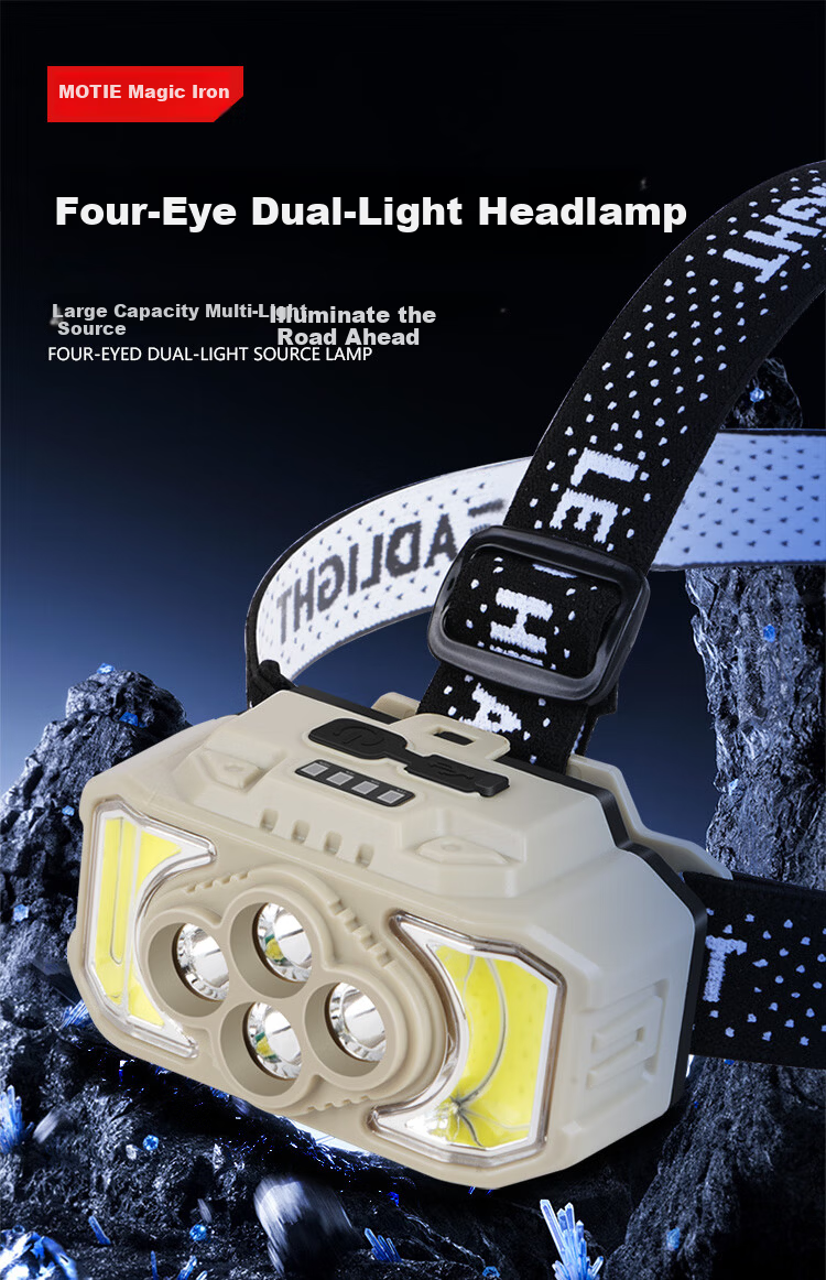 MOTIE Headlamp Hand Wave Sensor High Brightness Long Range Long Battery Life Waterproof Head-Mounted Night Fishing Flashlight Mining Outdoor Fishing Light 1