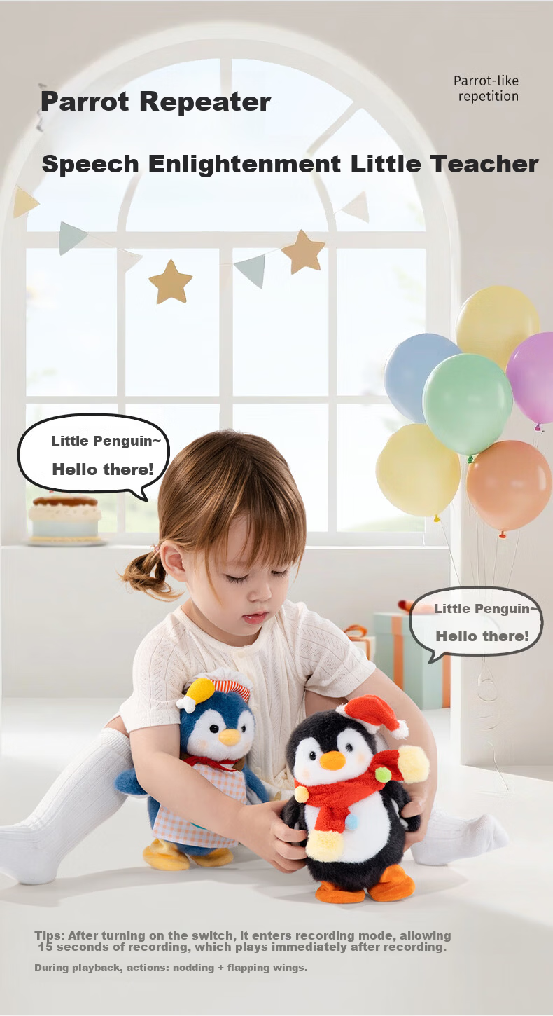 Jollybaby Kids Plush Electronic Pet Penguin Doll Baby Soothing Companion Holiday Birthday Gift Chef Blue 7