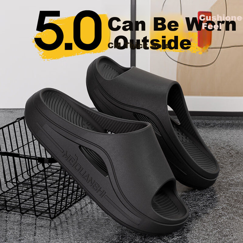 Guoluofi Men's Summer Thick-Soled Indoor and Outdoor Non-Slip EVA Slippers, Black, Size 44-45