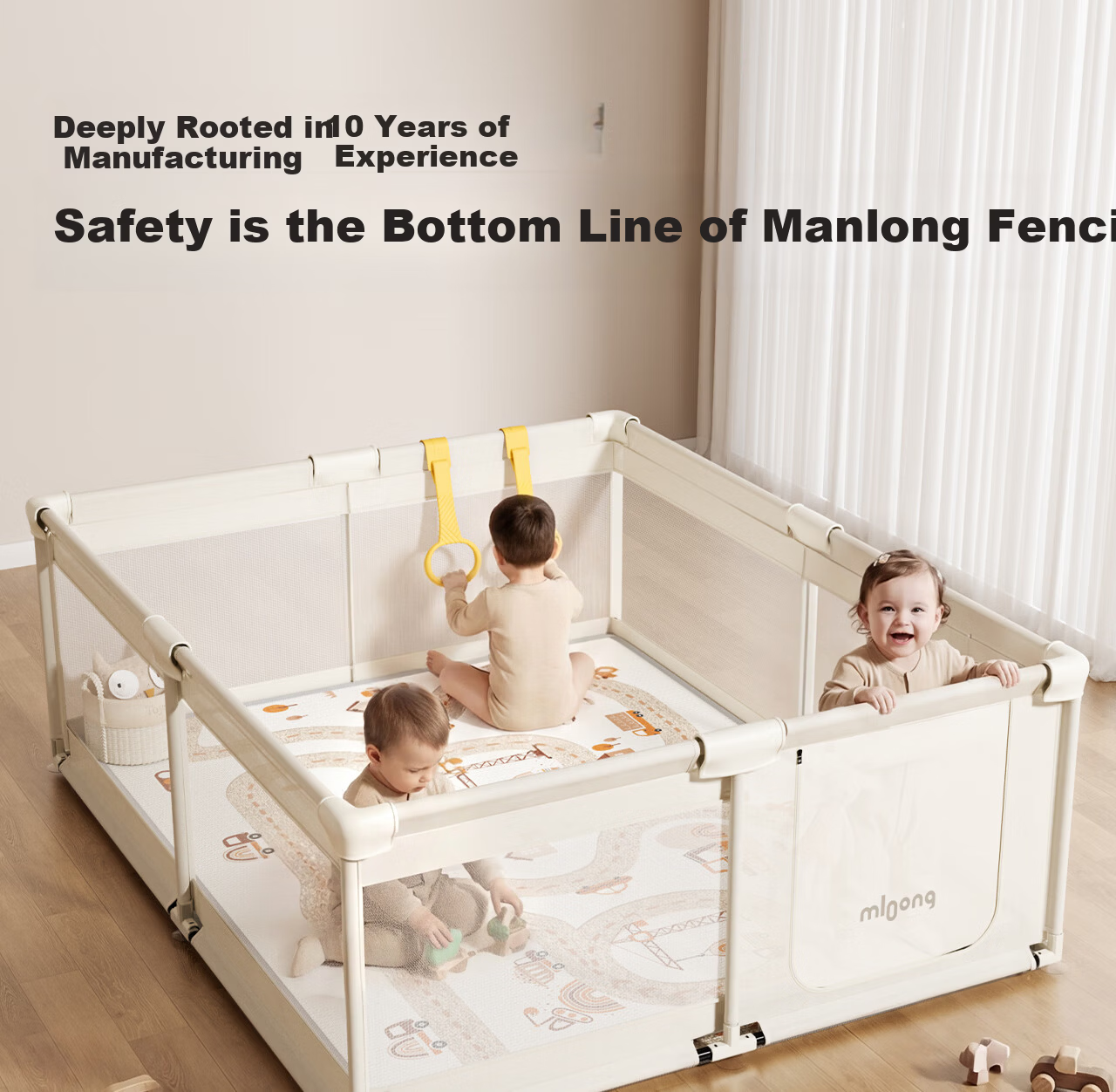 Manlong Baby Playpen Crawling Mat Floor Fence Children's Crawling Mat Protective Play Fence 1.8*2m 1