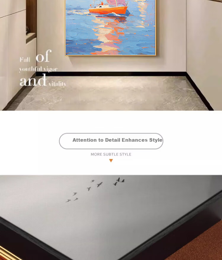 Yihuan Yu Smooth Sailing Entrance Hall Decorative Painting Oil Painting Style Corridor Hanging Textured Living Room Entry Wall Art 9