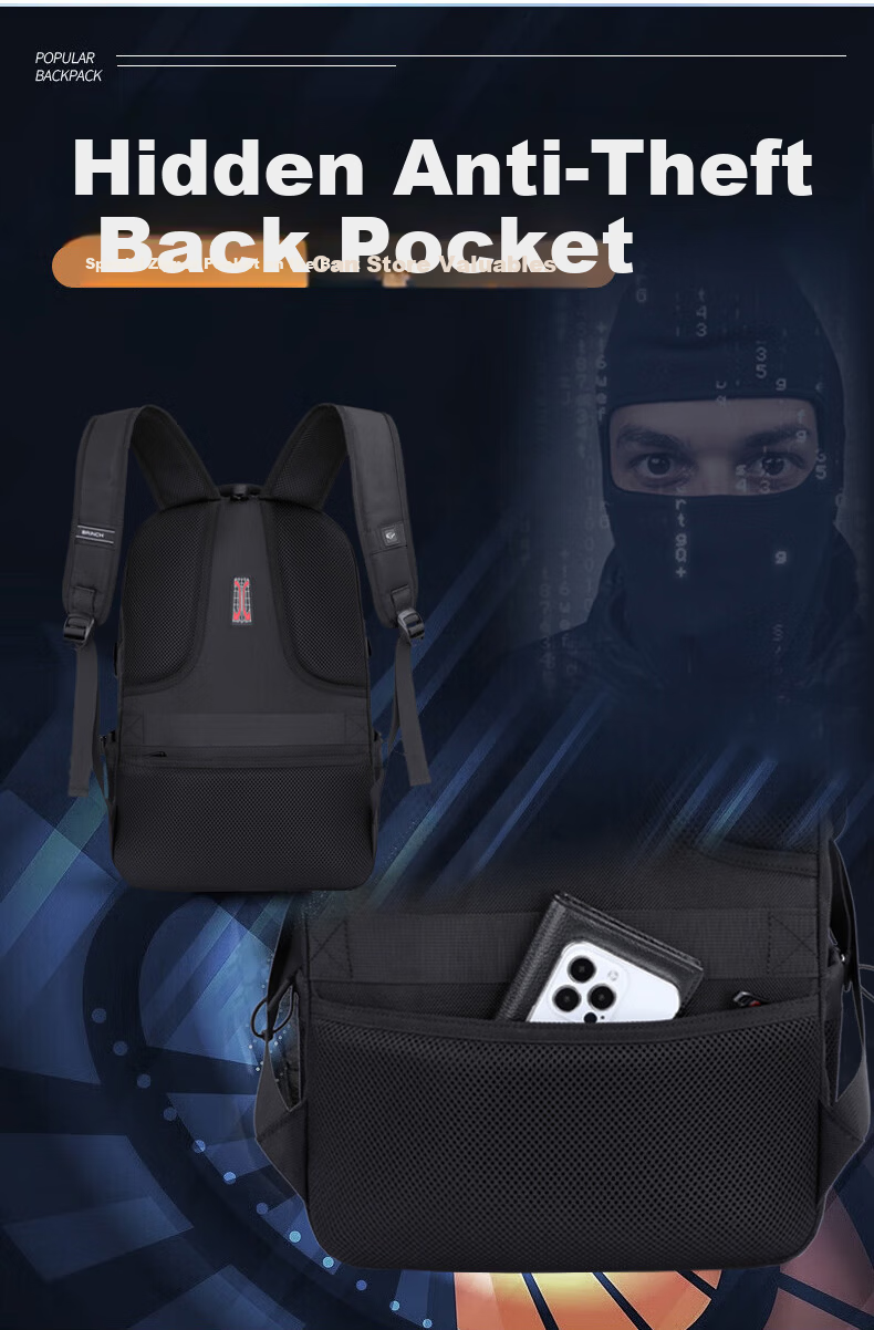 BRINCH Backpack, Laptop Bag, 14/16 Inch Large Capacity, Travel Business Backpack, School Bag 14