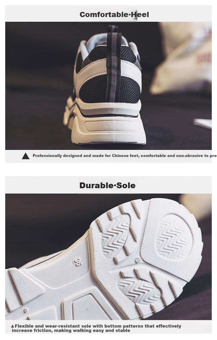 Warrior Women's Dad Sneakers Thick Sole Height Increasing Spring Summer Casual Sports Shoes Upgraded Version Beige Black Size 36 4