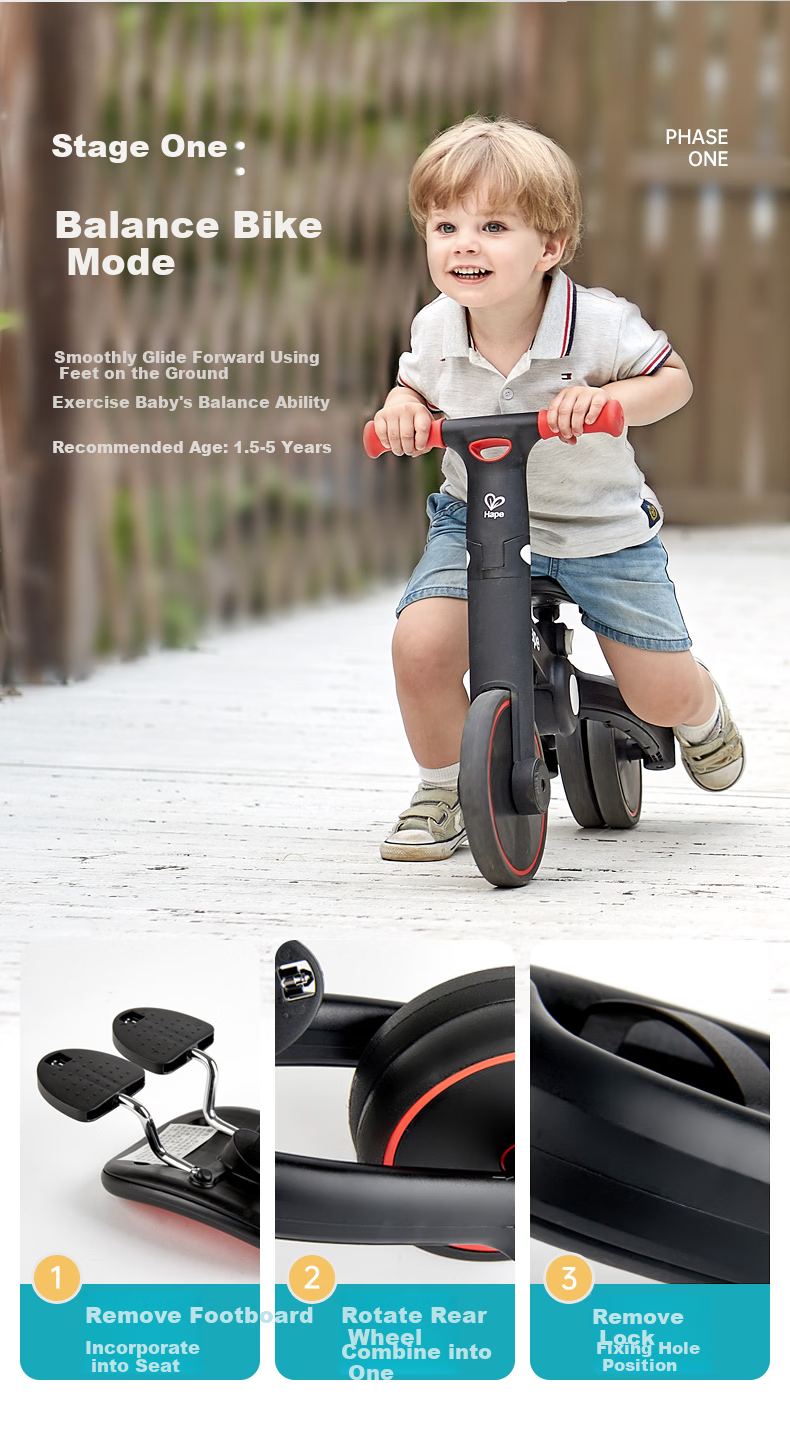 Hape (Germany) Children's Ride-On Walker Folding Birthday Gift Red Black E8468 3