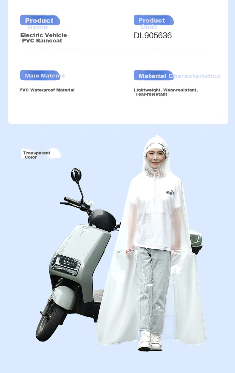 Deli Thickened Large Raincoat Rain Poncho with Foot Cover for Adult Electric Motorcycle Riding Outdoor Heavy Rain Protection 9