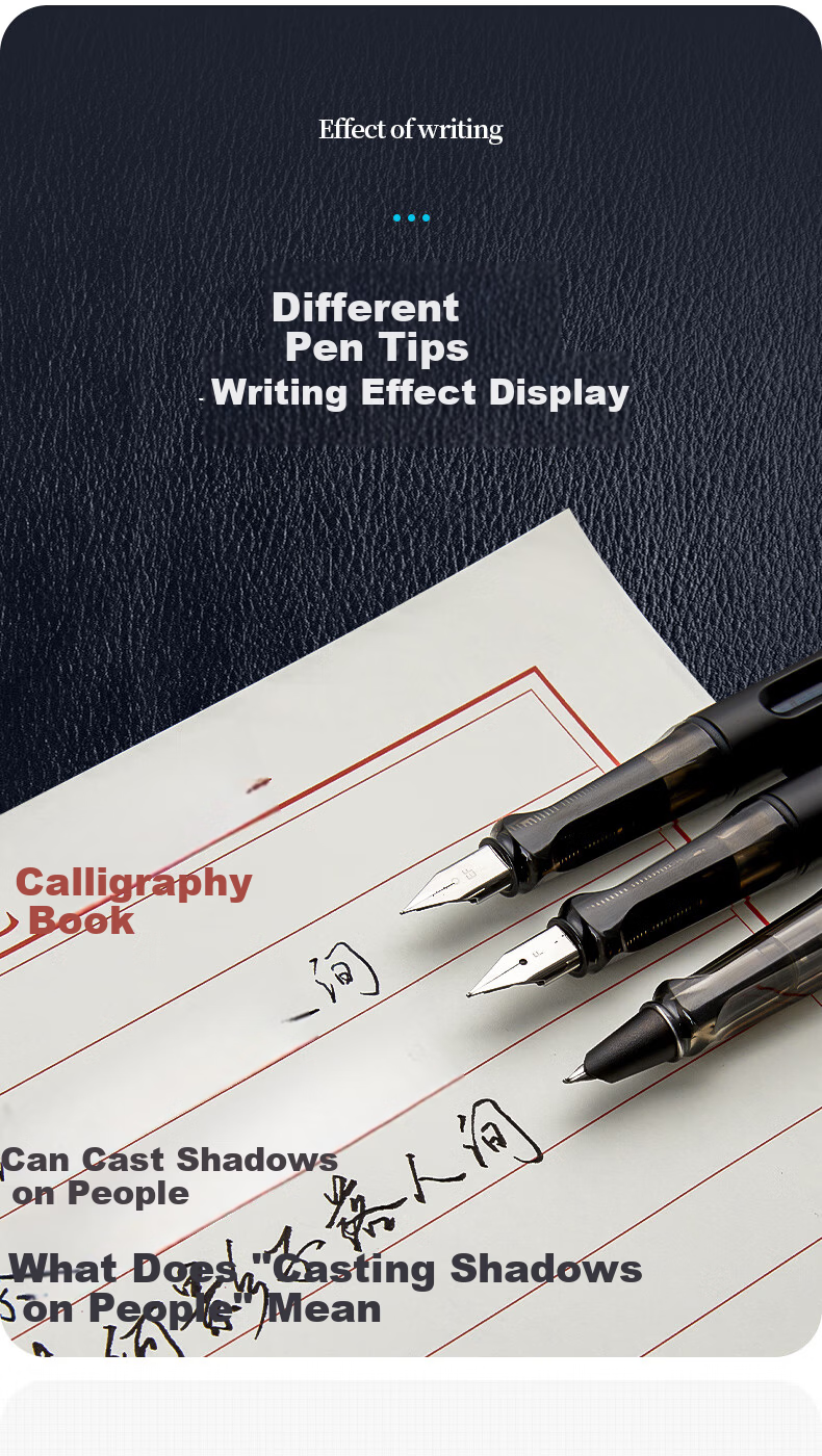 Liupintang Calligraphy Fountain Pen Bent Nib Hard Pen for Handwriting Adult Signature Pen Art Student Refillable Ink Cartridge Slender Gold Style Dark Nib Art Pen 3