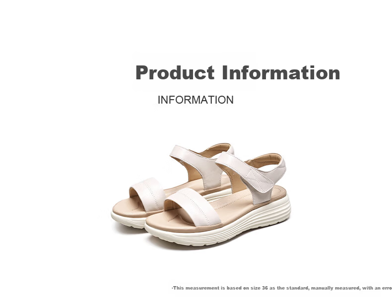 Yierkang Women's Shoes, Fairy-Style Wedge Sandals, Perfect for Dresses, Beach Shoes, Thick-Soled Mom Sandals, 18074W, Beige, Size 35 21
