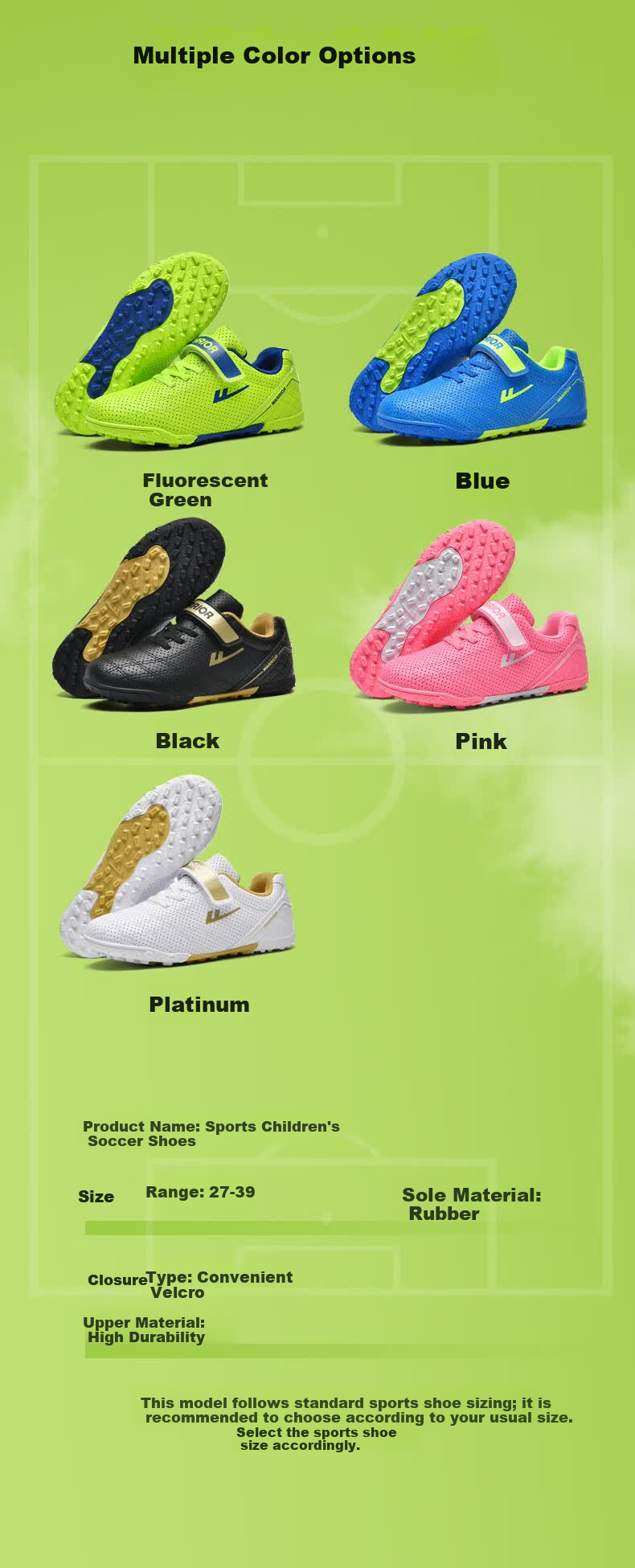 Huili Children's Soccer Shoes, TF Turf Studs with Velcro, for Boys And Girls of All Ages, Students, Model 685, Black And Gold, Size 32 2
