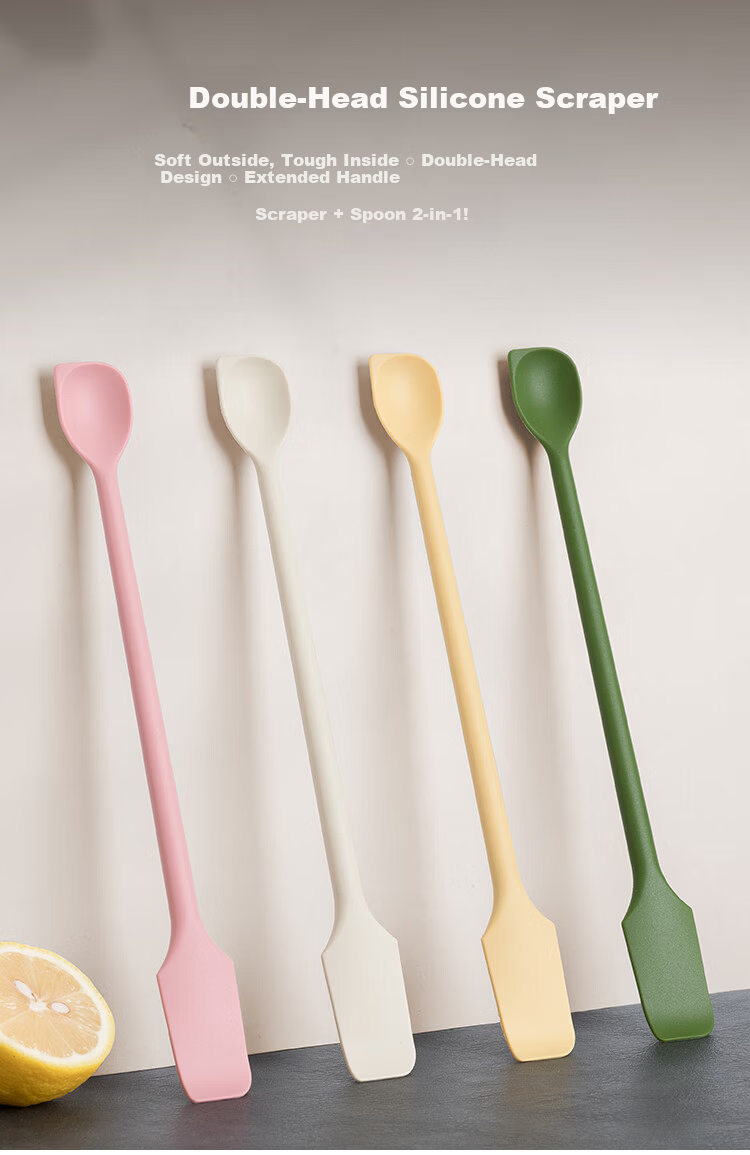 Banwu Life Silicone Spoon Silicone Scraper Long Handle Coffee Stirring Spoon Jam Spatula Butter Spreader Food Grade Baking Silicone Spatula 1