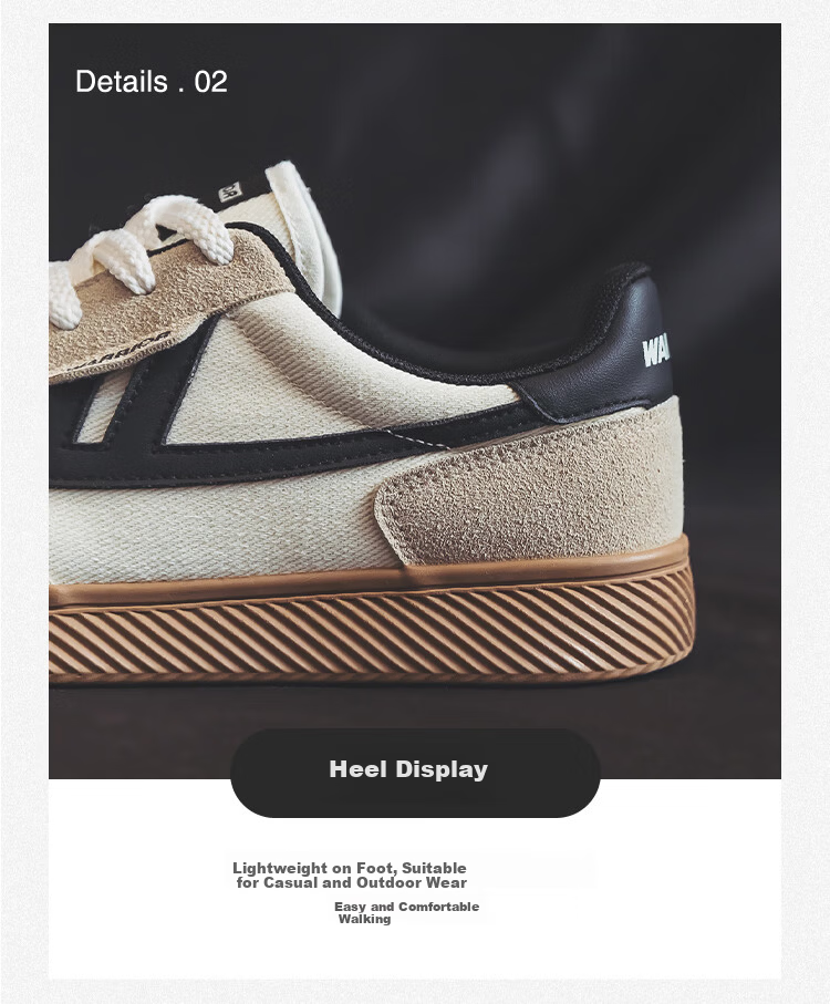 Warrior Men's Canvas Shoes Couple Casual Sneakers Comfortable Versatile Spring Men's Shoes 692 Black Beige Size 41 6