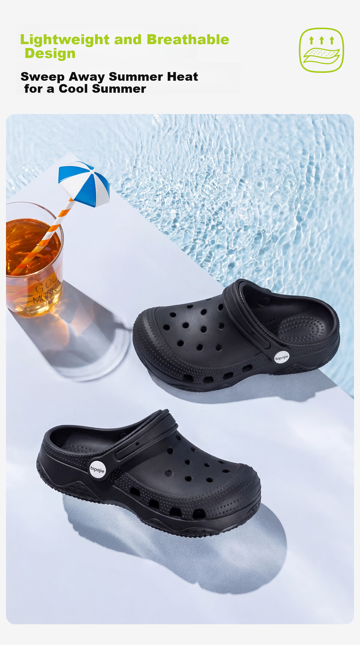 Big Size Men's EVA Breathable Anti-Odor Slip-On Clogs Non-Slip Thick Sole Outdoor Beach Water Shoes Arch Support Wide Fit 489 11