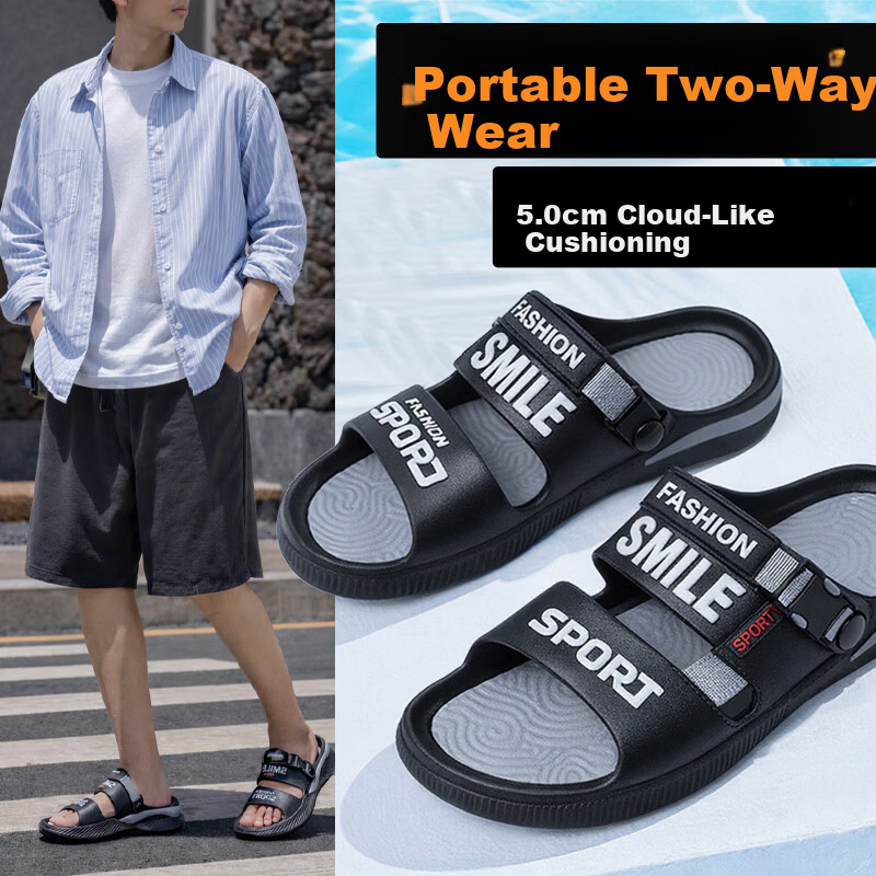 FOOTOPPO Men's Outdoor Dual-Purpose Sandals Beach Shoes Thickened Slippers Summer Non-Slip Sports Sandals