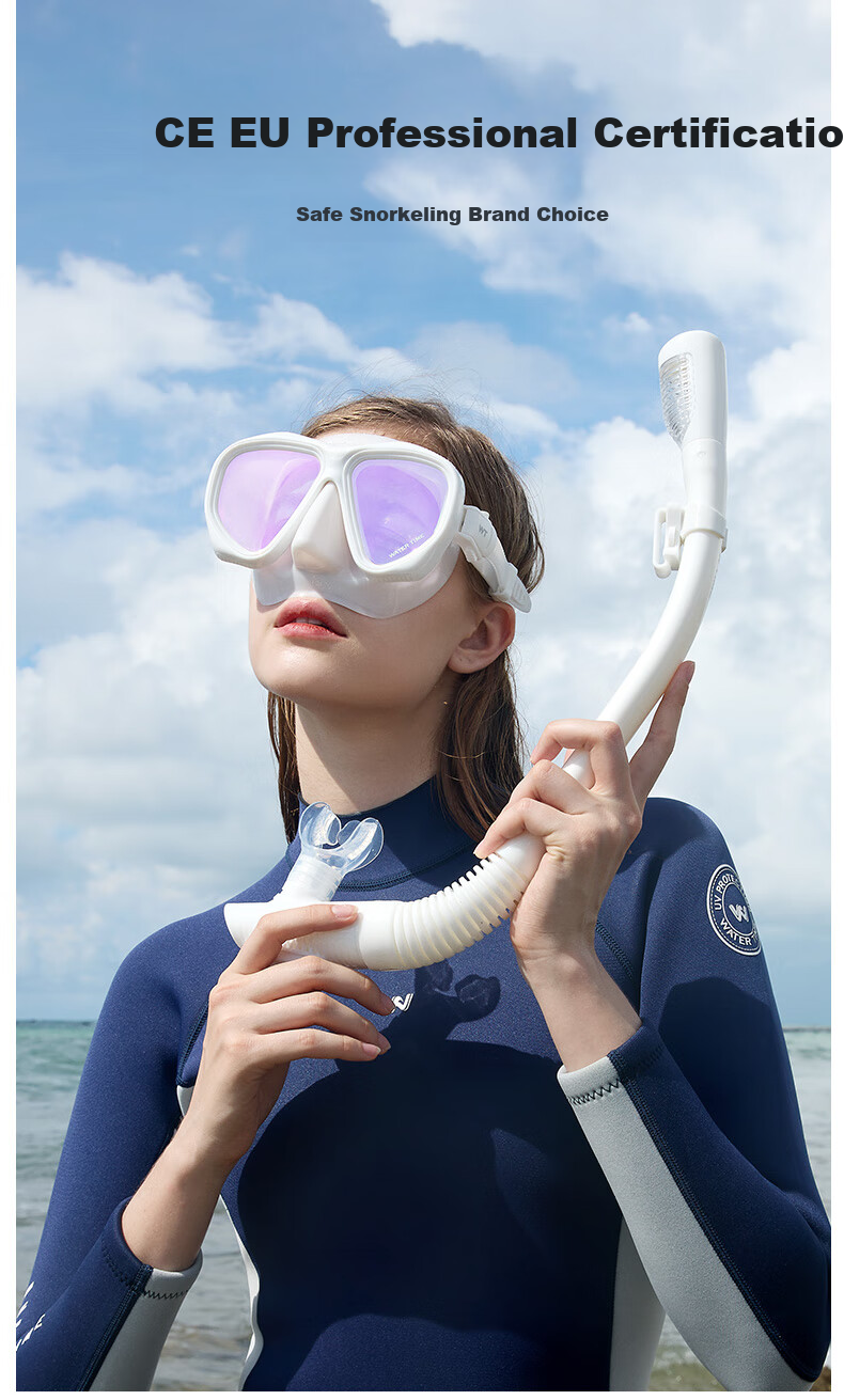 WATERTIME Shuichuan Snorkeling Mask Diving Goggles Snorkel Set Coated Sea Night Blue 8