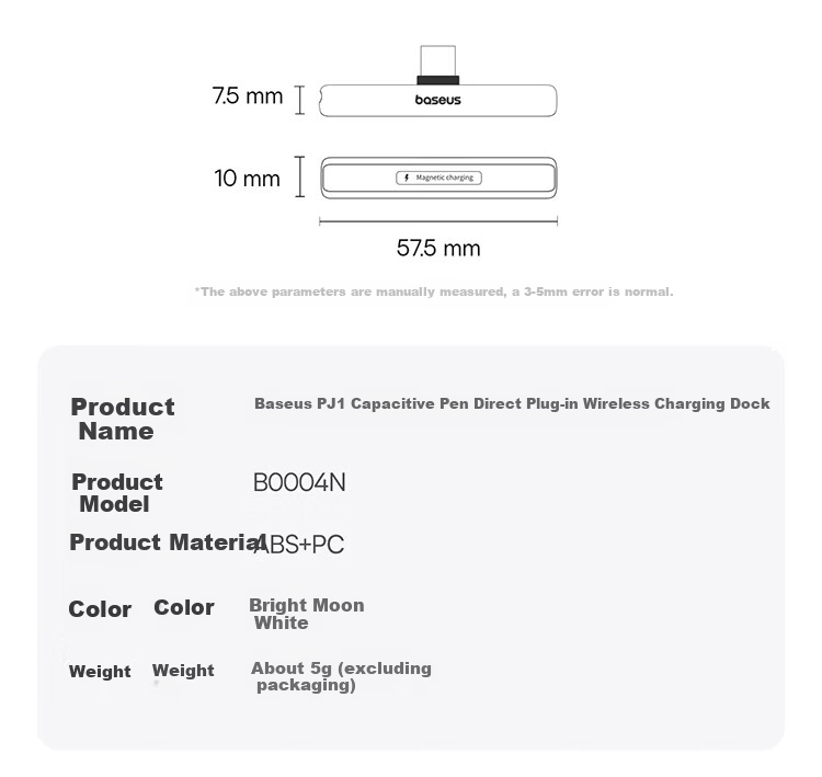 Baseus Capacitive Stylus Pen iPad Touch Pen [Magnetic Bluetooth High-End Set] Compatible with iPad Pro/Air 8/Mini 7/iPad 11 Tablet Touchscreen Stylus Apple Pencil 20