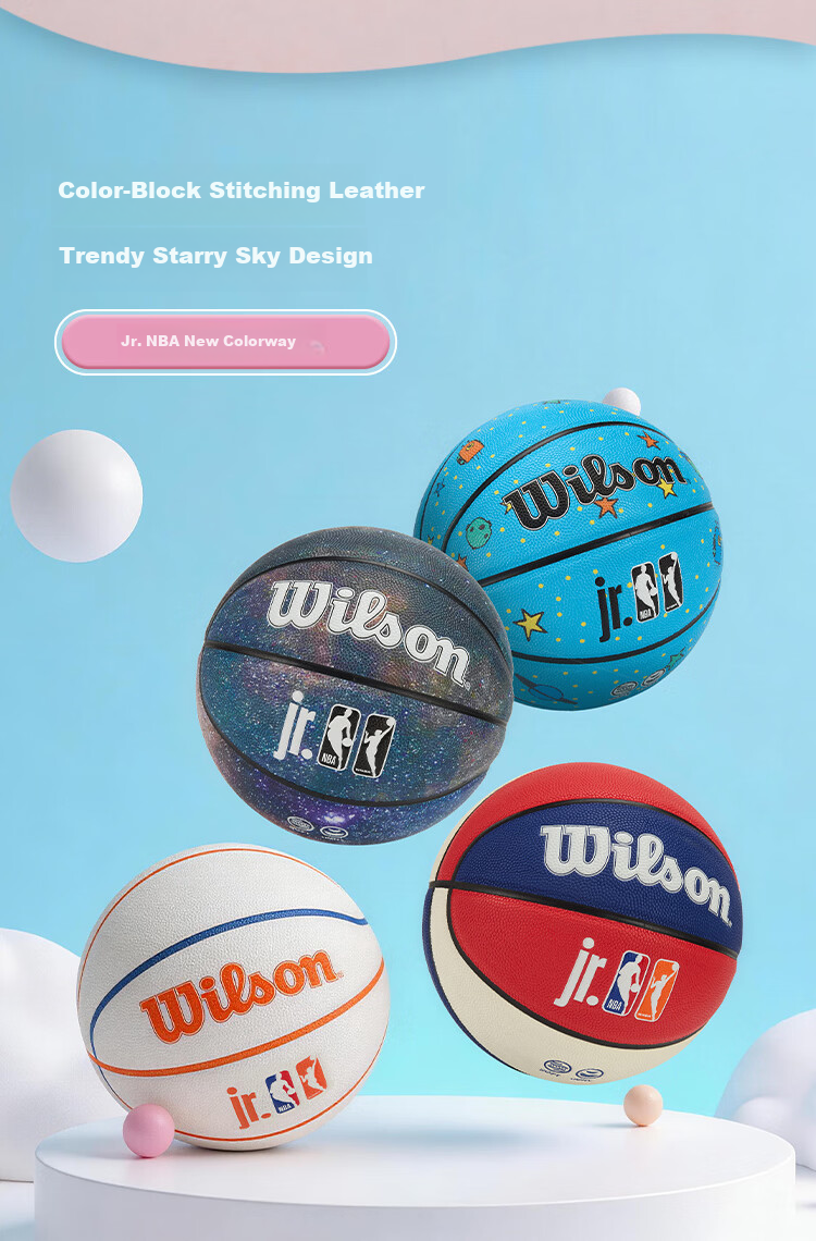 Wilson Jr. NBA Starry Sky Color Indoor/Outdoor Youth Basketball Size 5 for Kids Ages 6-12 4