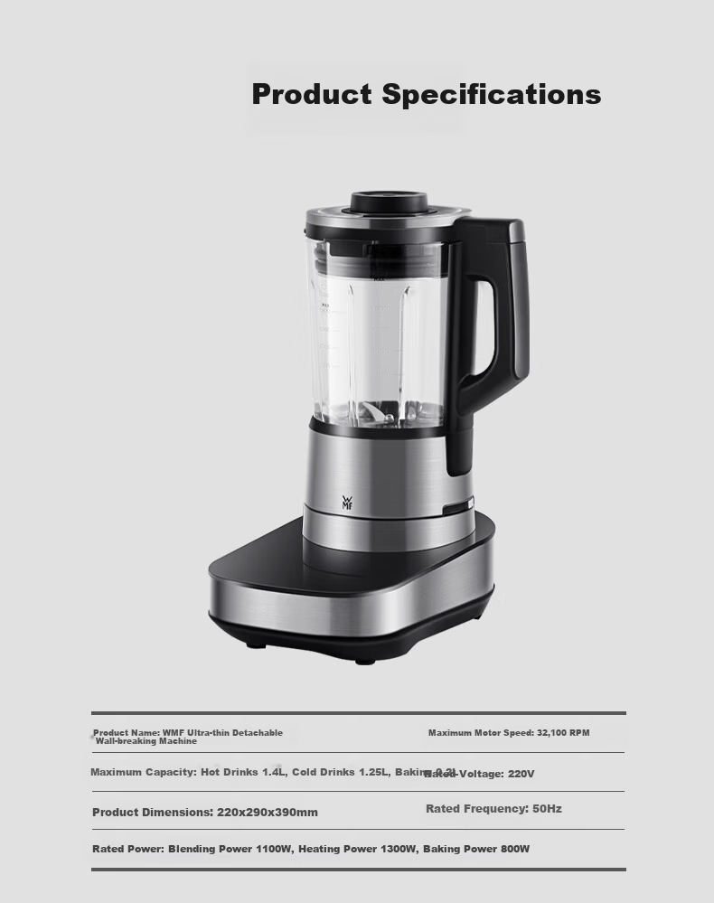 WMF Brushless Titanium Blade Blender Variable Frequency Noise Reduction 1.5L Hot and Cold Dual Use Waterproof Smart Control Panel Detachable Blade Grinder Food Processor 17