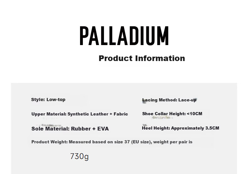 PALLADIUM New Trendy Versatile Dad Sneakers for Women Casual Breathable Height Increasing Shoes Blue Single Layer Size 37 2