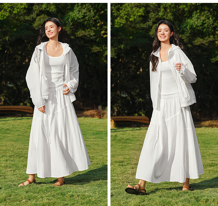 Semir Mall Same Style | Women's Summer 2026 Elegant Bowknot Long Skirt Pure White A-Line Skirt 101326120011 23