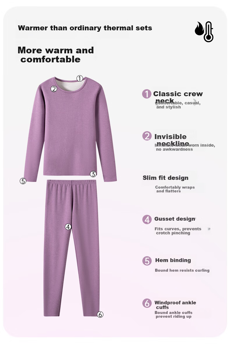 Yiershuang [Thickened Cashmere and Silk] Women's Thermal Underwear Set 7A Antibacterial and Mite-Resistant 5