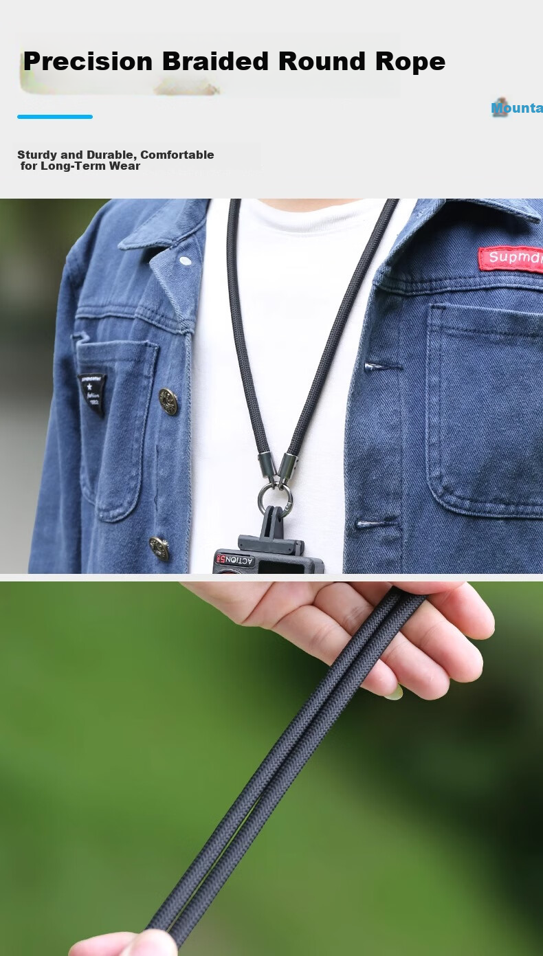 BIAZE DJI Action 6/5/4/3 Lanyard DJI 360 Wrist Strap AcePro2 Anti-Lost Safety Strap Fixed Rope Sports Camera Accessory Black JS34 6