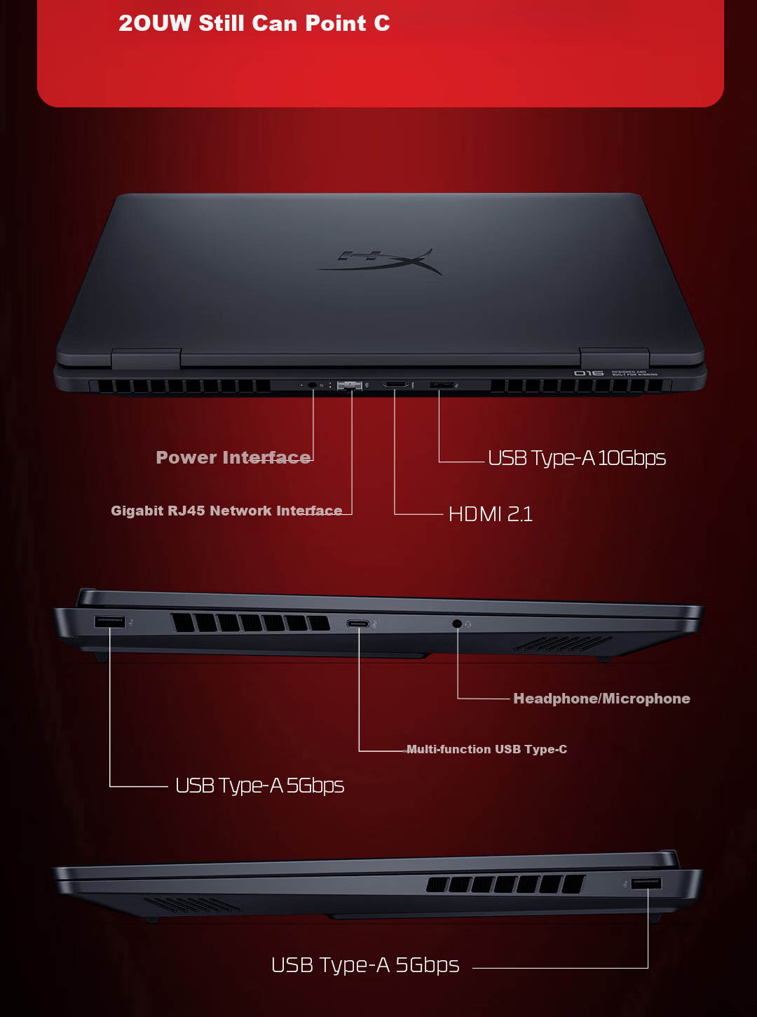 HP HyperX Shadow Elf PRO 16 Gaming Laptop U7-255HX RTX 5060 16GB 1TB QHD 240Hz 200W+ Power Consumption 22